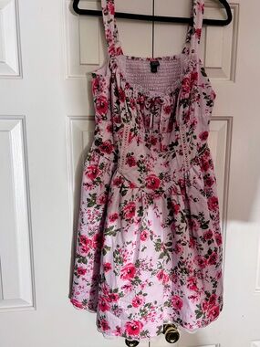 NWT Wild Fable Cottagecore pink flower dress w Lace ruffle bottom